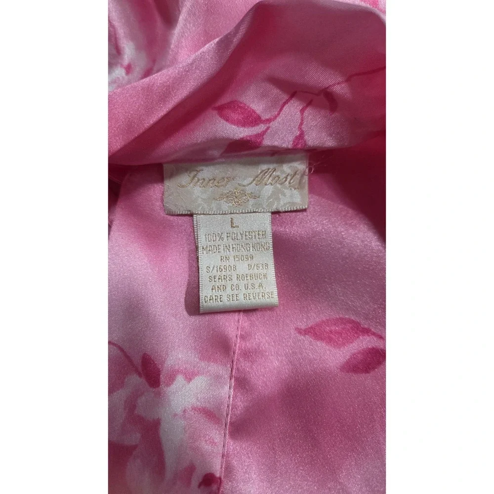 Vintage‎ Inner Most Lingerie Robe Pink Satin Silky Kimono Floral Coquette Size L